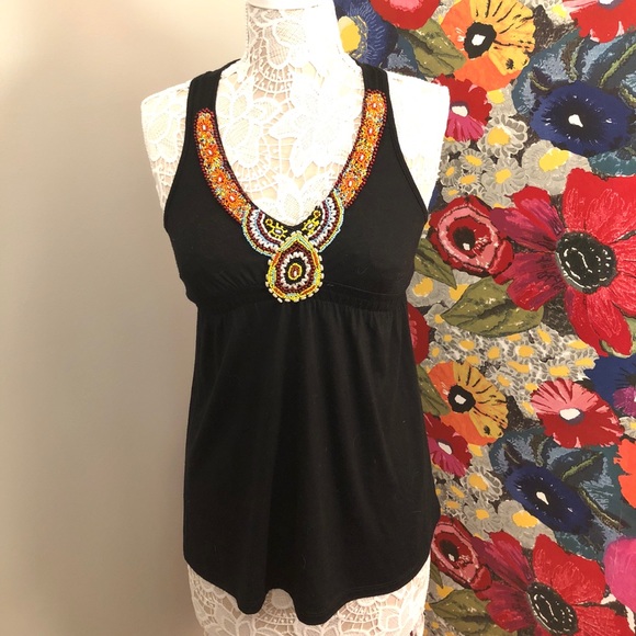 Xhilaration Tops - Beaded black tank top